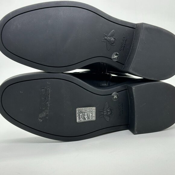 Gucci GG Logo Metalasse Leather Strap Combat Lace Up Ankle Bootie Boots - Picture 15 of 16